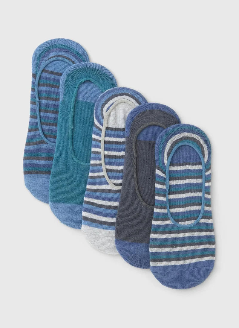 Matalan 5 Pack Blue Invisible Trainer Liner Socks